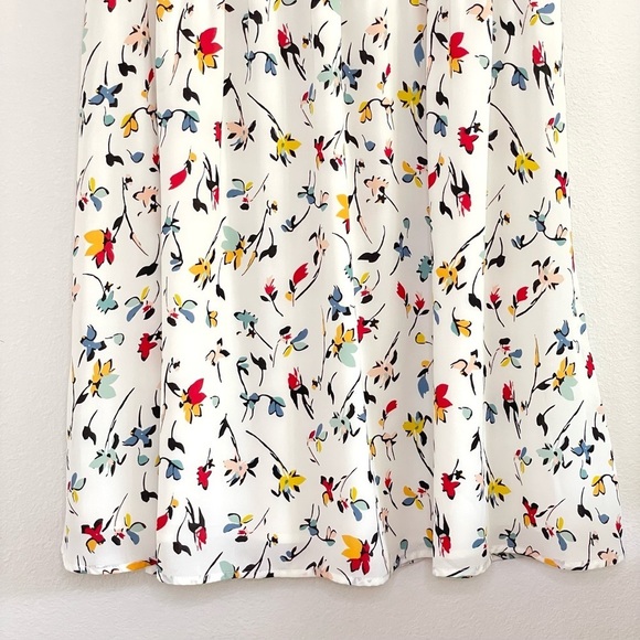 Madewell Tie Front Mini Dress Drifting Flowers Tossed Floral Antique Cream 12 - Picture 10 of 16